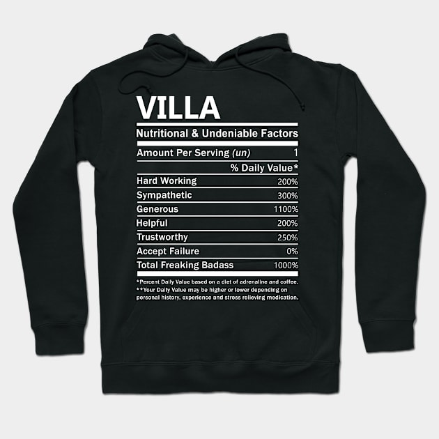 Villa Name T Shirt - Villa Nutritional and Undeniable Name Factors Gift Item Tee Hoodie by nikitak4um